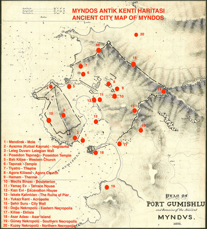 Kaynak: İnternet - Myndvs - Myndos antik kenti haritası